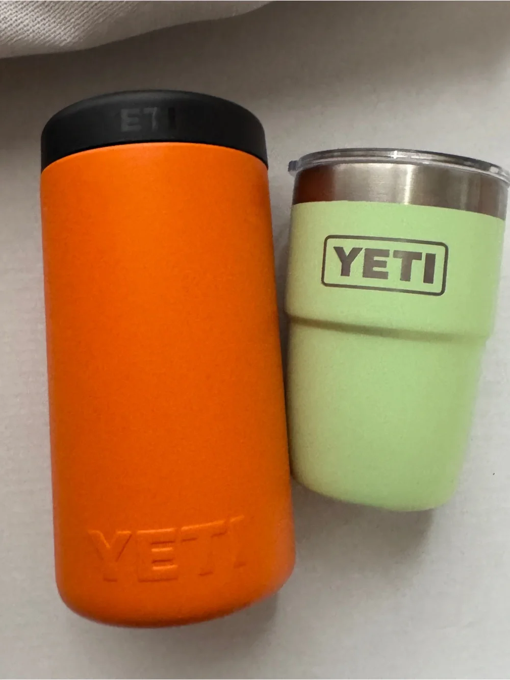 YETI Rambler Set - 8oz Lowball with Lid & Colster Can Holder Orange/Green